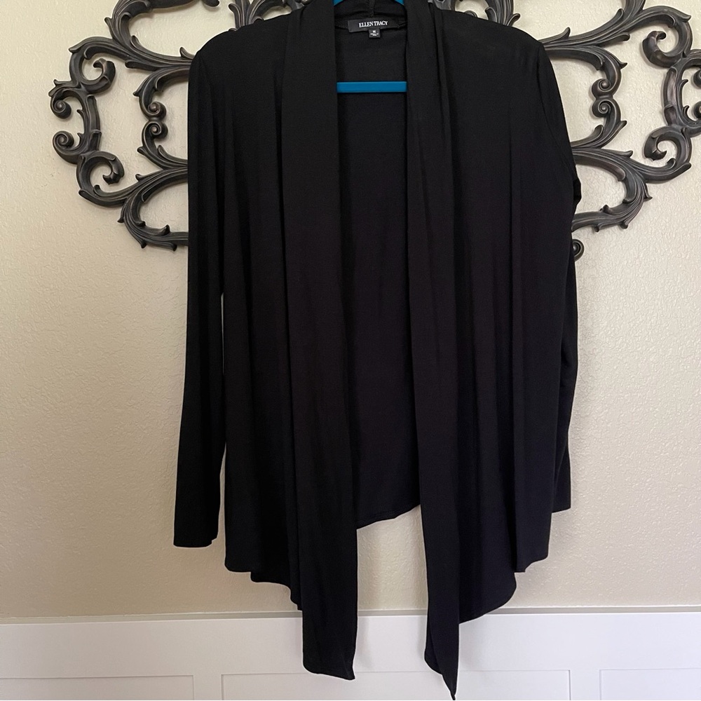 Ellen Tracy Asymmetric Hem Cardigan with Draped Neck and Open Front Sz M - Picture 4 of 12